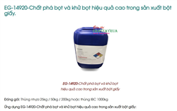 EG-14920 - Chất phá bọt và khử bọt hiệu quả cao trong sản xuất bột giấy.